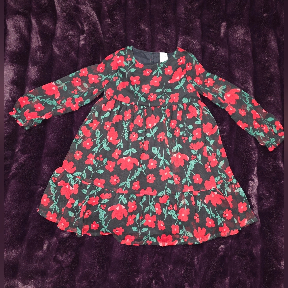 Carter's Red Floral Long Sleeve Dress